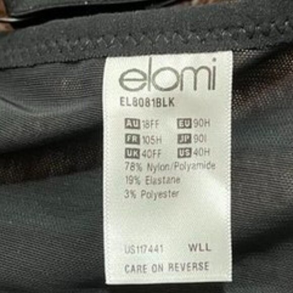 Elomi Brianna Lace Padded Half Cup Underwire Bra Black 40H - Picture 7 of 10